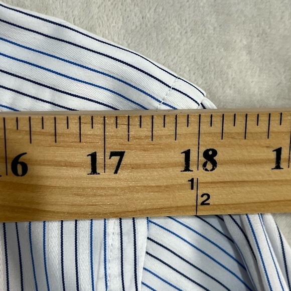 Thomas Pink 15.5-36 Savile Row French Cuff Navy Stripe Spread Collar Shirt EUC - Picture 11 of 12